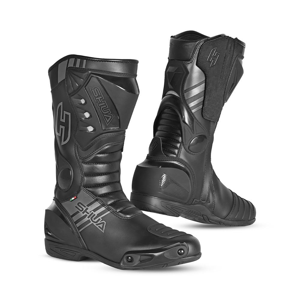 SHUA - Botas Piel Super Tech Negro-Maximo Moto