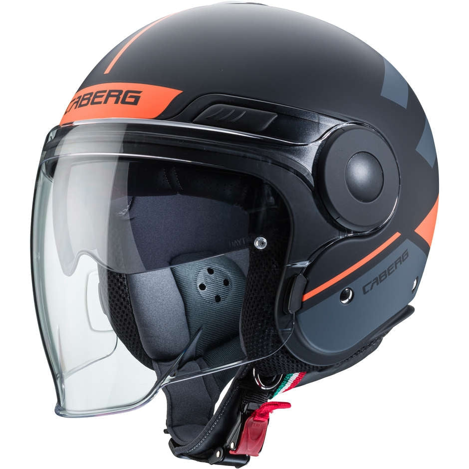 Caberg uptown Loft matt black anthracite orange Fluo open face touring motorbike helmet