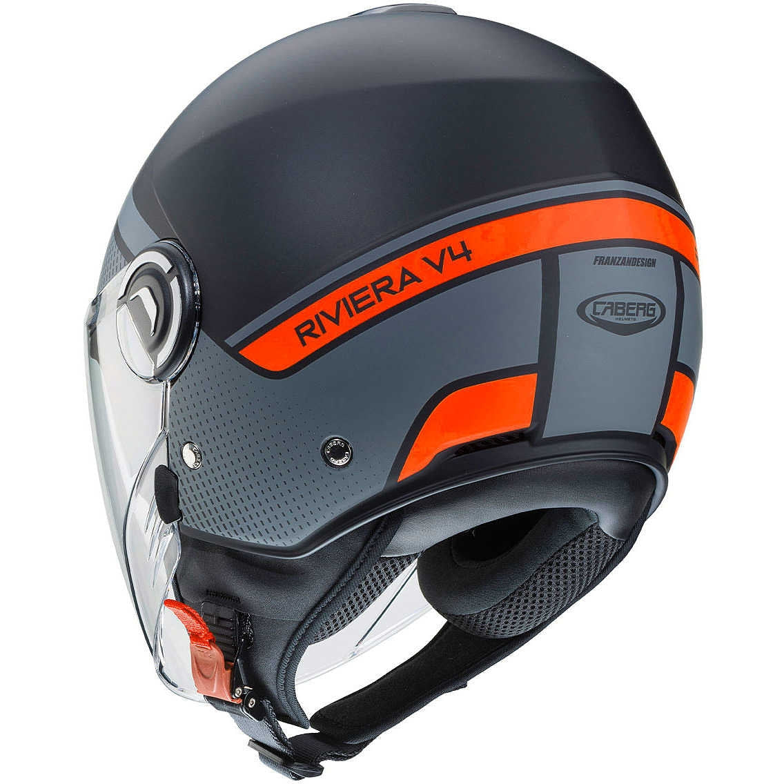 CABERG-CASCO RIVIERA V4 ELITE MATT/BLACK/ANTHRA/ORANGE FL - SECURTEX MOTOR S.L (t/a MaximoMoto)