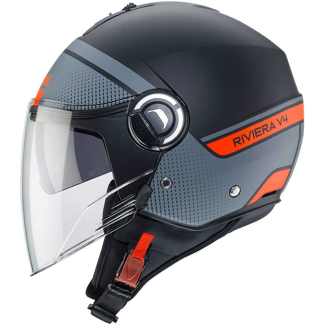 CABERG-CASCO RIVIERA V4 ELITE MATT/BLACK/ANTHRA/ORANGE FL - SECURTEX MOTOR S.L (t/a MaximoMoto)