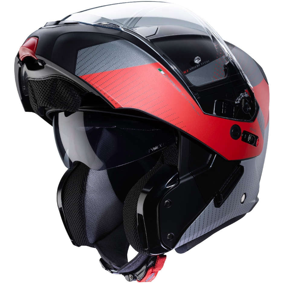 CABERG-CASCO HORUS SCOUT MATT BLAC/RED FL/ANTHRASIL - SECURTEX MOTOR S.L (t/a MaximoMoto)
