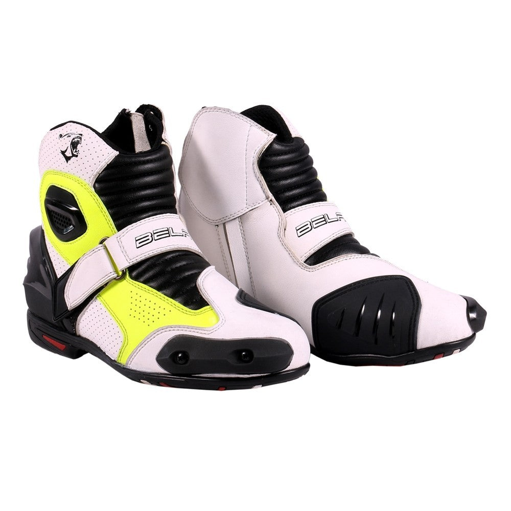 BELA - Botas Piel Faster Blanco/Amarillo Fluor - SECURTEX MOTOR S.L (t/a MaximoMoto)