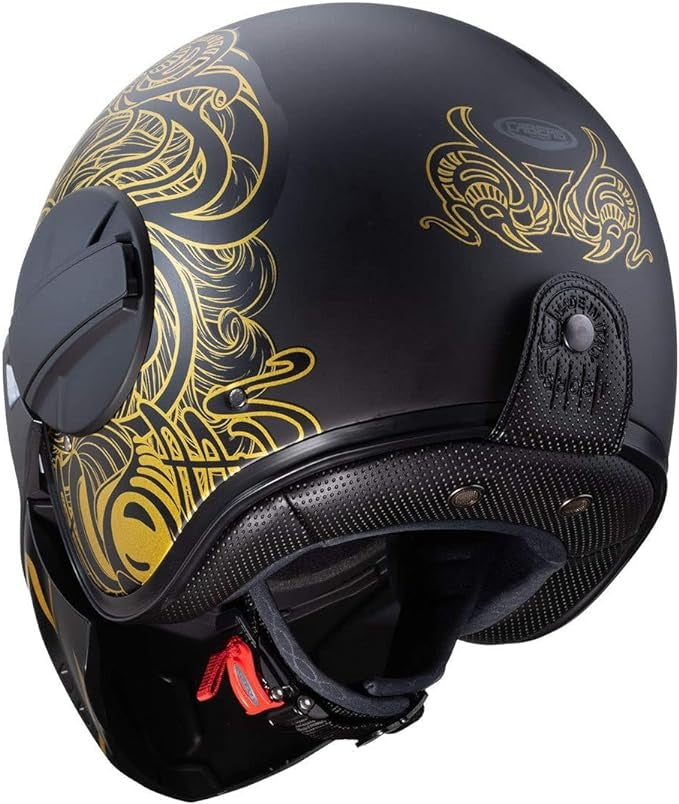 CABERG-CASCO GHOST MAORI MATT BLACK/GOLD - SECURTEX MOTOR S.L (t/a MaximoMoto)