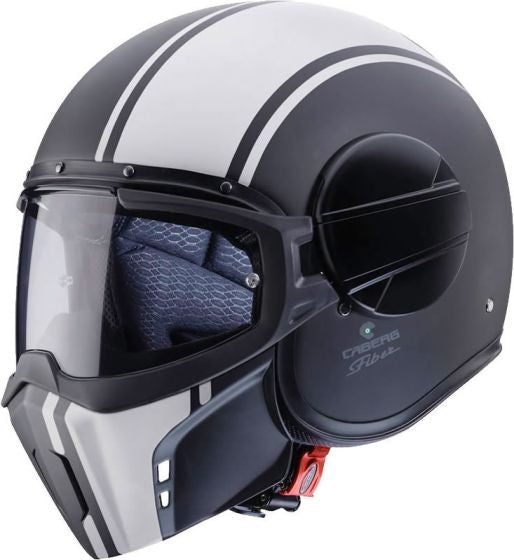 Casco moto scooter Caberg Ghost maori negro mate dorado open face on road