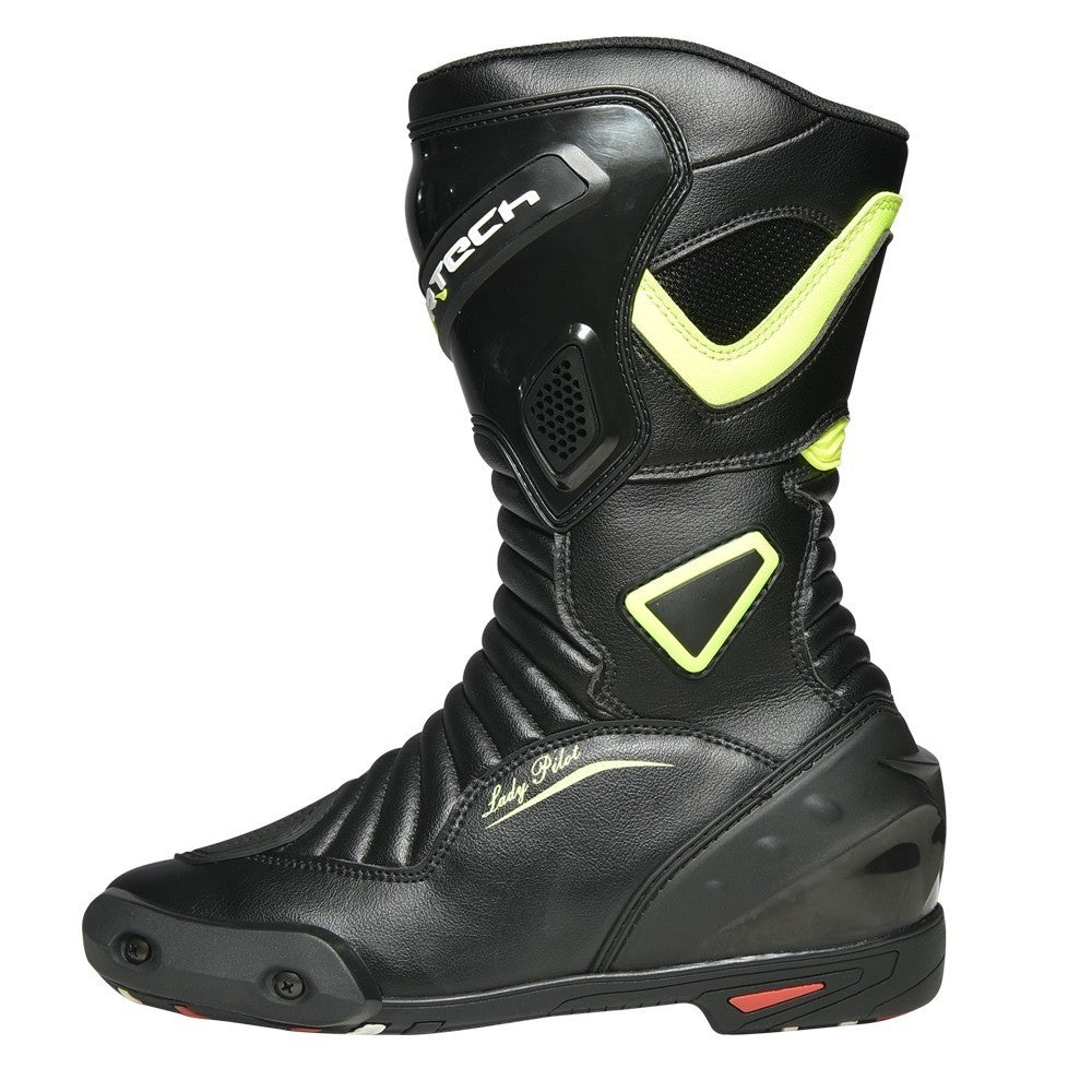 R-TECH - BOTAS PIEL PILOT LADY NEGRO/AMARILLO FLUOR