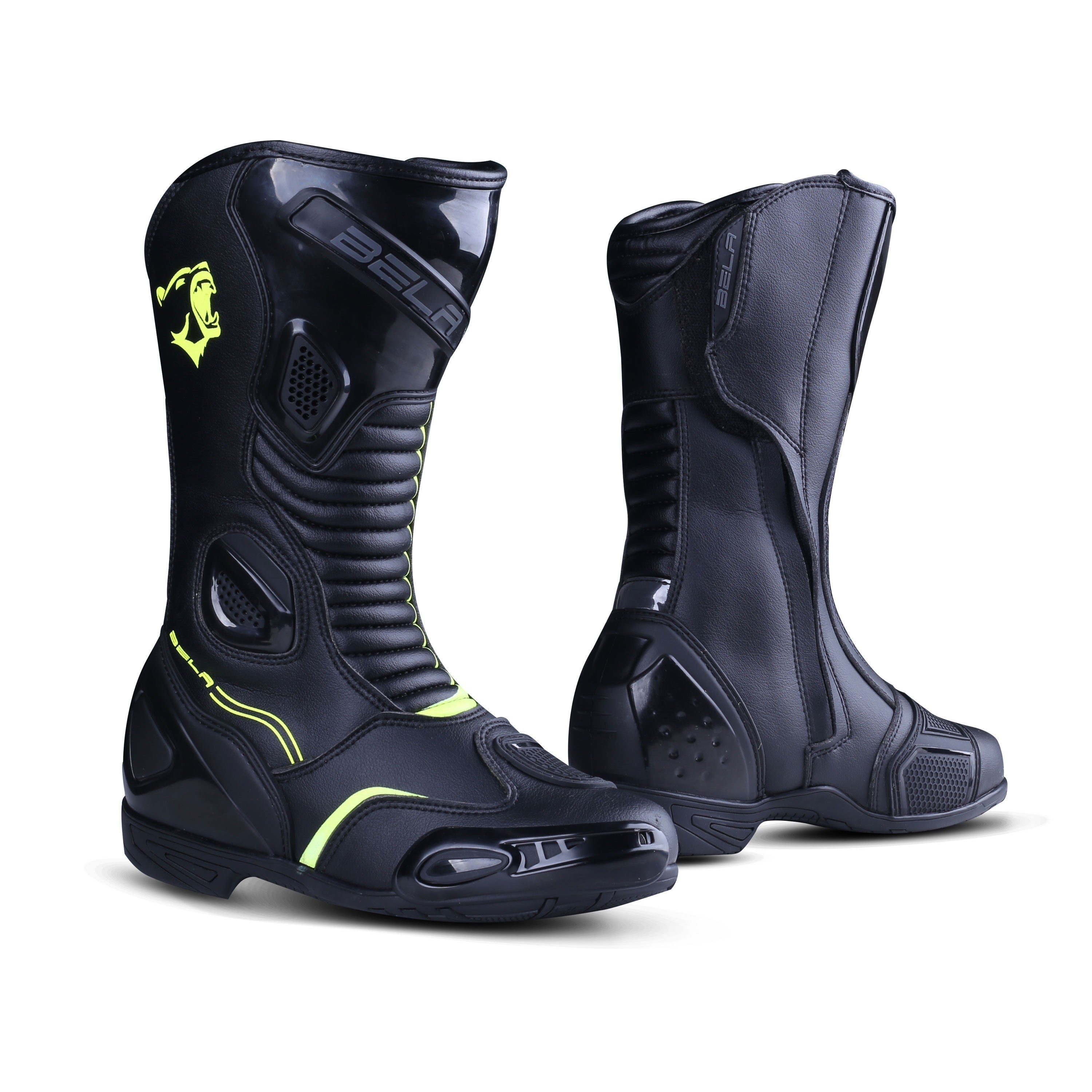 BELA - Botas Piel Strip Lady Negro/Amarillo Fluor - SECURTEX MOTOR S.L (t/a MaximoMoto)