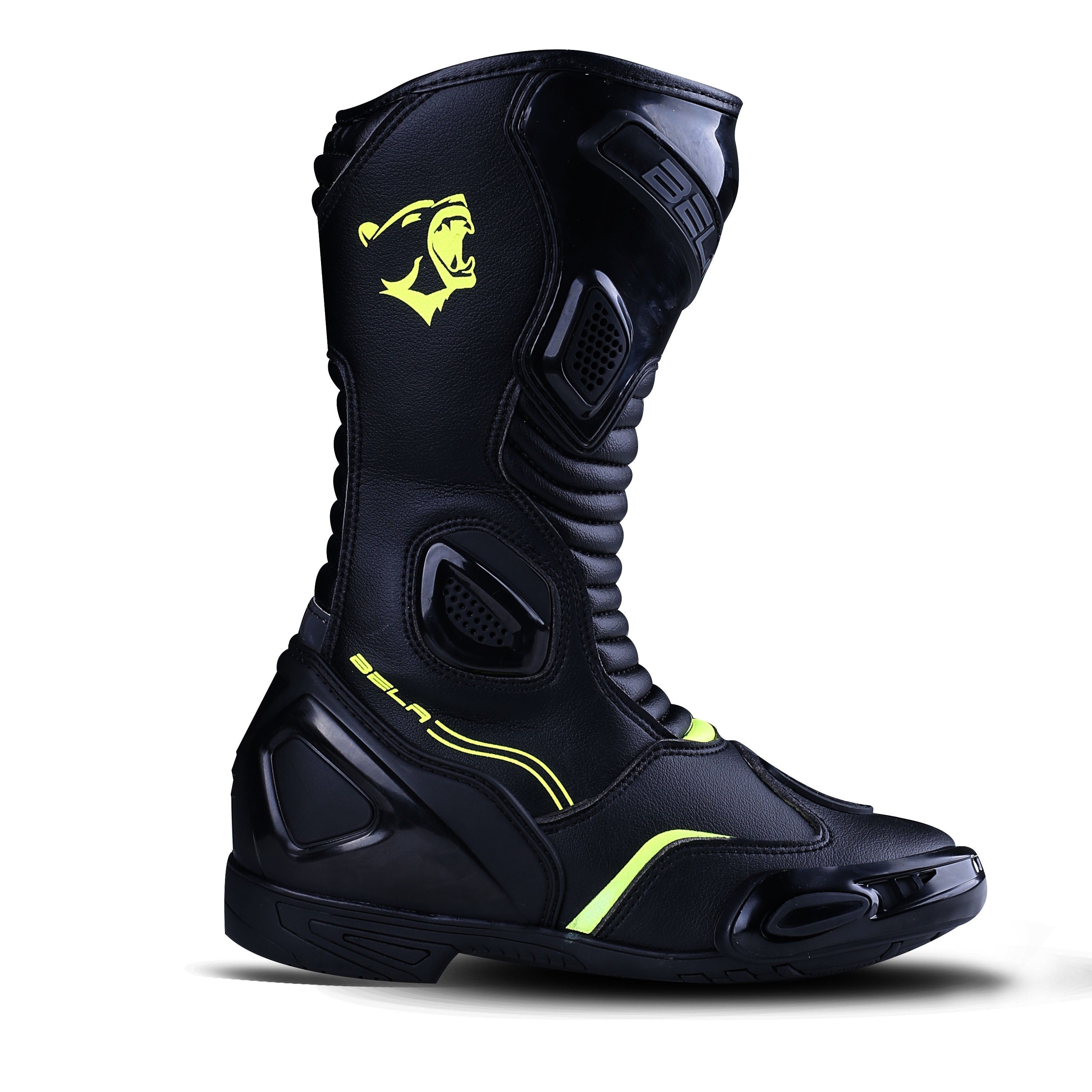 BELA - Botas Piel Strip Lady Negro/Amarillo Fluor - SECURTEX MOTOR S.L (t/a MaximoMoto)