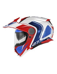 GIVI X27 Tourer gráficos frontales abatibles, Casco de motocicleta  blanco, azul y rojo
