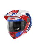 GIVI X27 Tourer gráficos frontales abatibles, Casco de motocicleta  blanco, azul y rojo