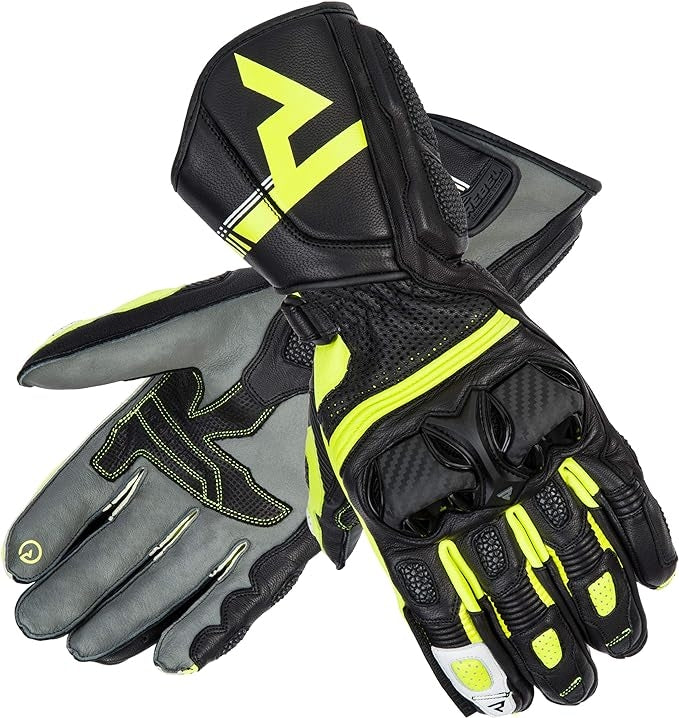 REBEL HORN - GUANTES PIEL ST LONG NEGRO/GRIS/VERDE FLOR - SECURTEX MOTOR S.L (t/a MaximoMoto)