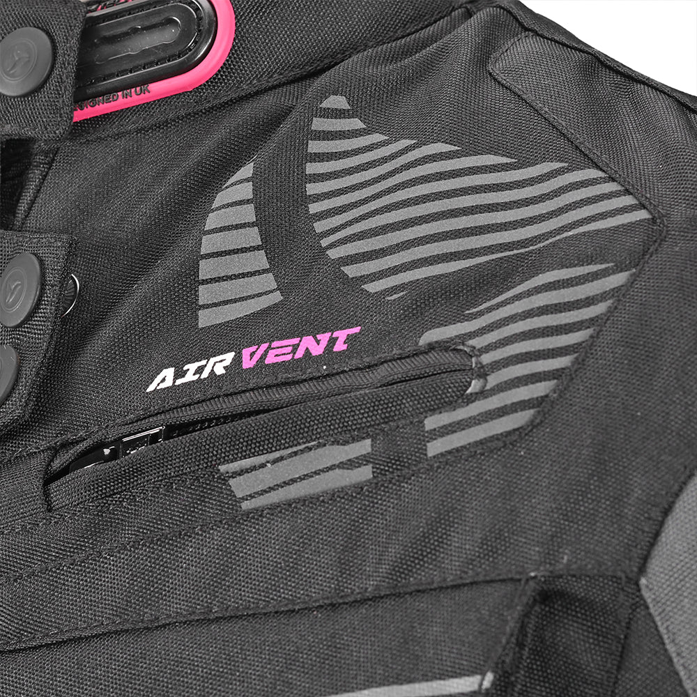 R-TECH Chaqueta Textil Knight Rider (Long) Negro/Fuschia) - SECURTEX MOTOR S.L (t/a MaximoMoto)