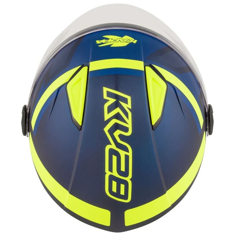 KAPPA KV40 Hawaii Scooter Cara Abierta Casco Azul Mate Amarillo - CASCO