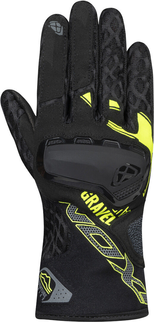 IXON GRAVEL AIR GUANTES DE PIEL NEGRO AMARILLO FLU