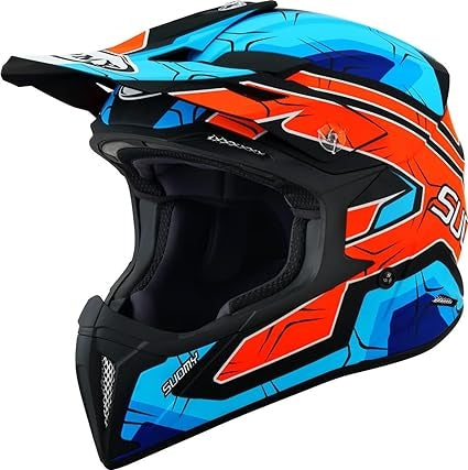 Soumy X Wing Subatomic Casco Moto Adventure Naranja Mate Azul