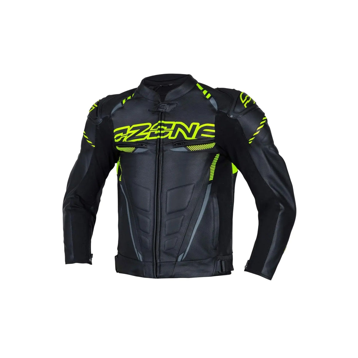 OZONE - Chaqueta Piel  RS600 BLACK/FLUO YELLOW - SECURTEX MOTOR S.L (t/a MaximoMoto)
