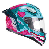 CGM 330U RIOT UNDEAD Integral Moto Casco Azul Rosa