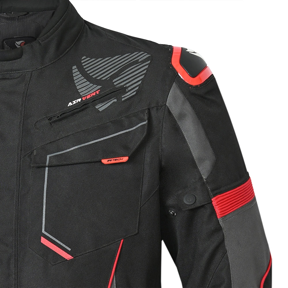 R-TECH Chaqueta Textil Knight Rider (Long) Negro/Antracita/Rojo - SECURTEX MOTOR S.L (t/a MaximoMoto)