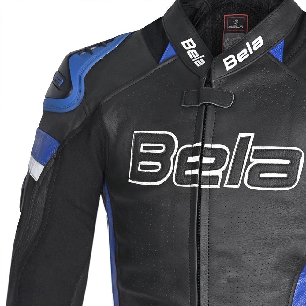 BELA - Chaqueta Piel Rocket man Negro/Azul - SECURTEX MOTOR S.L (t/a MaximoMoto)
