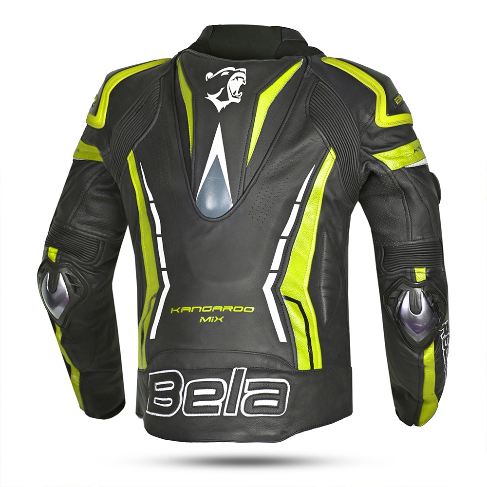 BELA - Chaqueta Piel Rocket man Negro/Amarillo Fluor - SECURTEX MOTOR S.L (t/a MaximoMoto)