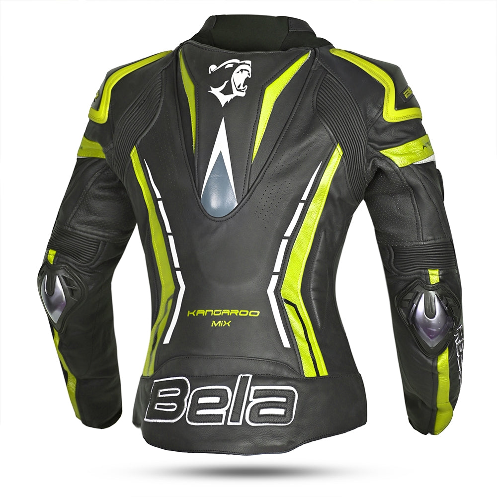 BELA - Chaqueta Piel Rocket lady Negro/Amarillo Fluor - SECURTEX MOTOR S.L (t/a MaximoMoto)