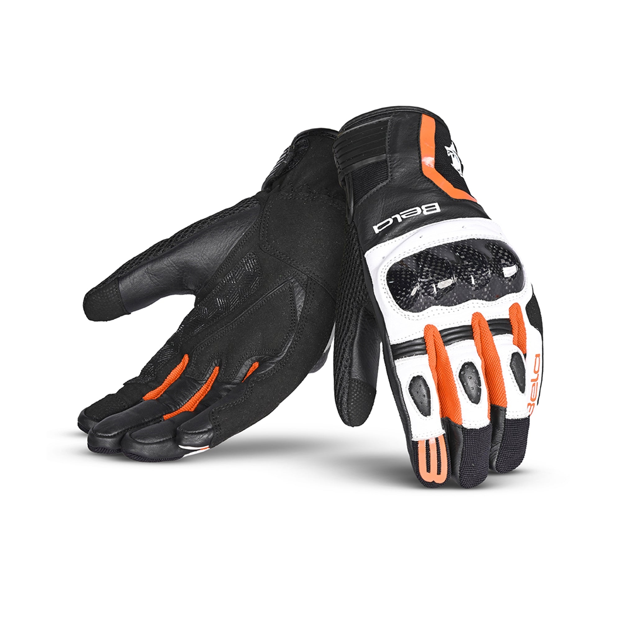 BELA - Guante Piel Air Flow Negro/Naranja - SECURTEX MOTOR S.L (t/a MaximoMoto)