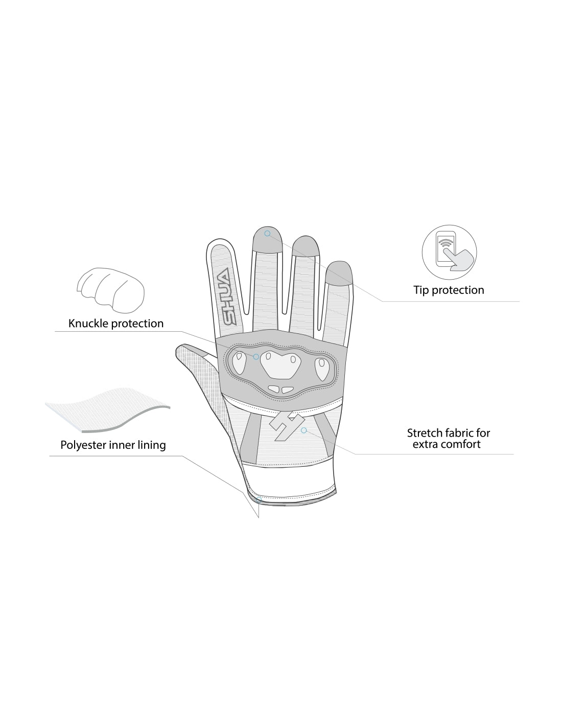 SHUA - Guantes Textil Shot Lady Negro/Amarillo-Maximo Moto