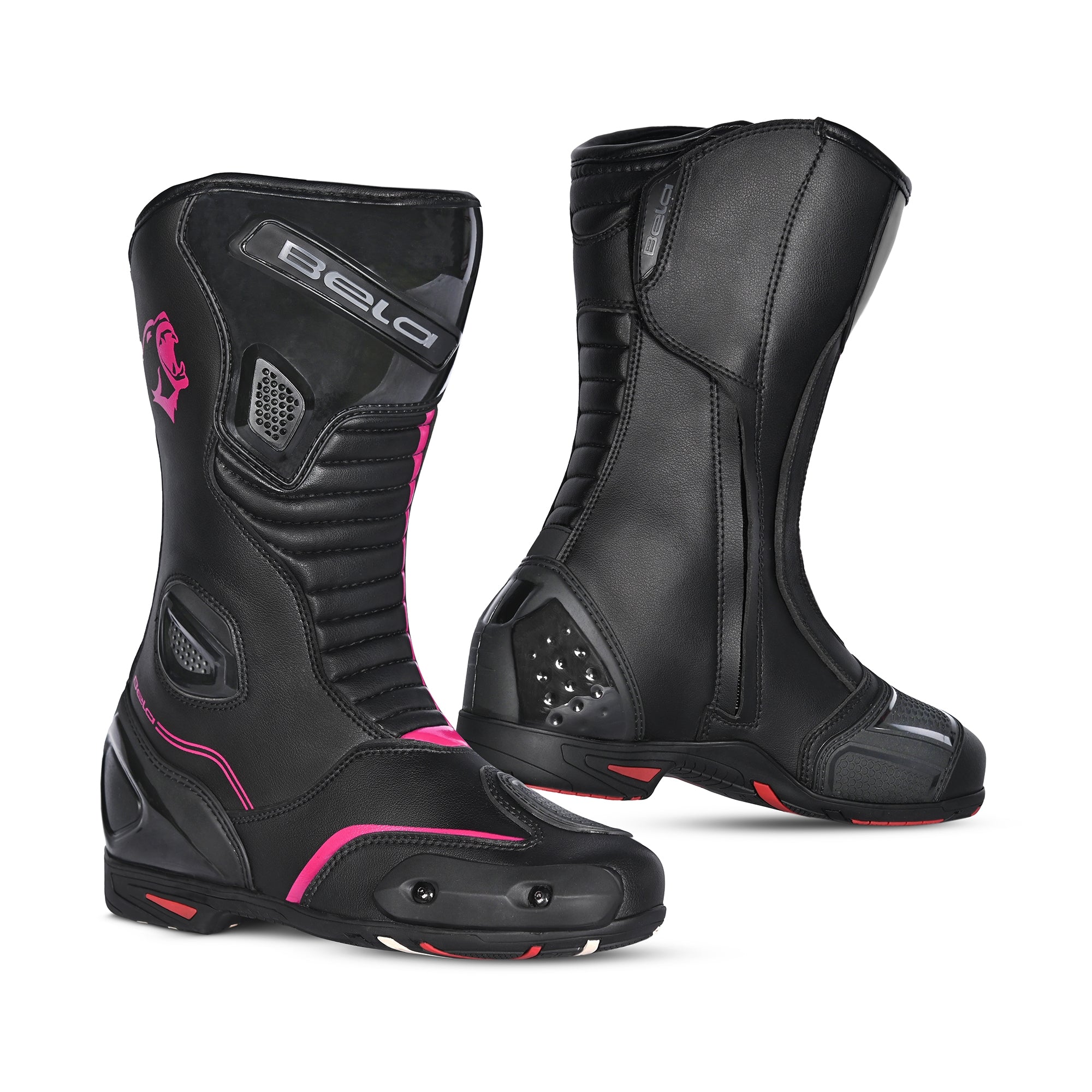 BELA - Botas Piel Strip Lady Negro/Rosa Fluor - SECURTEX MOTOR S.L (t/a MaximoMoto)