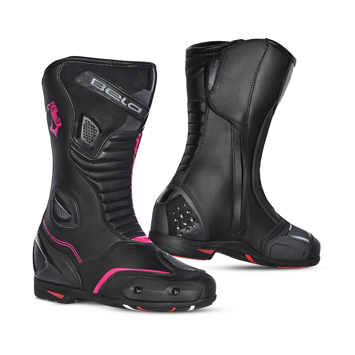 BELA - Botas Piel Strip Lady Negro/Rosa Fluor - SECURTEX MOTOR S.L (t/a MaximoMoto)