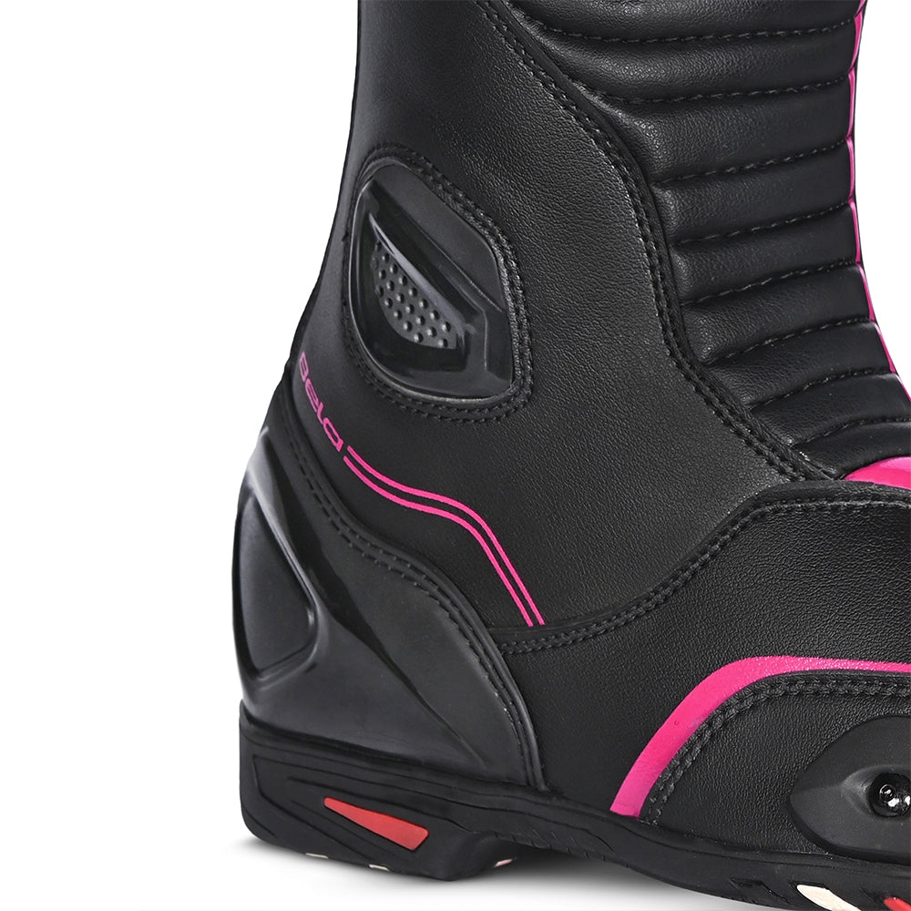 BELA - Botas Piel Strip Lady Negro/Rosa Fluor - SECURTEX MOTOR S.L (t/a MaximoMoto)
