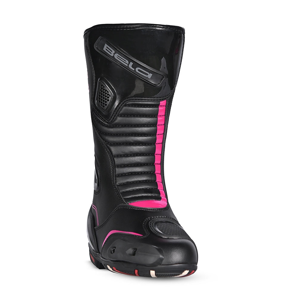 BELA - Botas Piel Strip Lady Negro/Rosa Fluor - SECURTEX MOTOR S.L (t/a MaximoMoto)