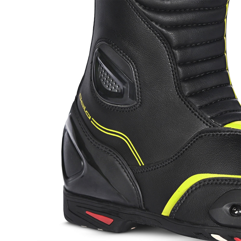 BELA - Botas Piel Strip Negro/Amarillo Fluor - SECURTEX MOTOR S.L (t/a MaximoMoto)