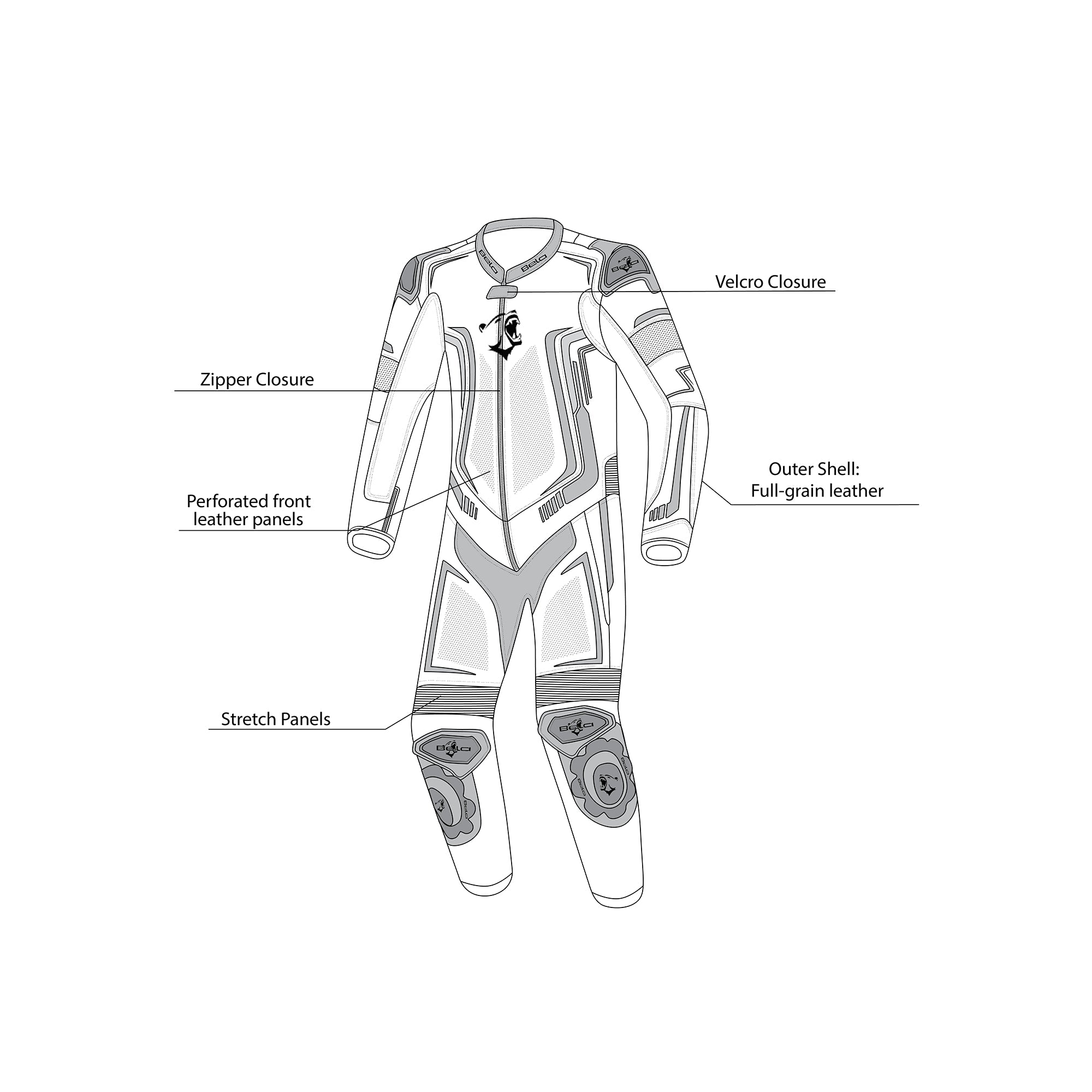 BELA-Mono 1 PC Beast Negro/Blanco/Azul/Rojo - SECURTEX MOTOR S.L (t/a MaximoMoto)