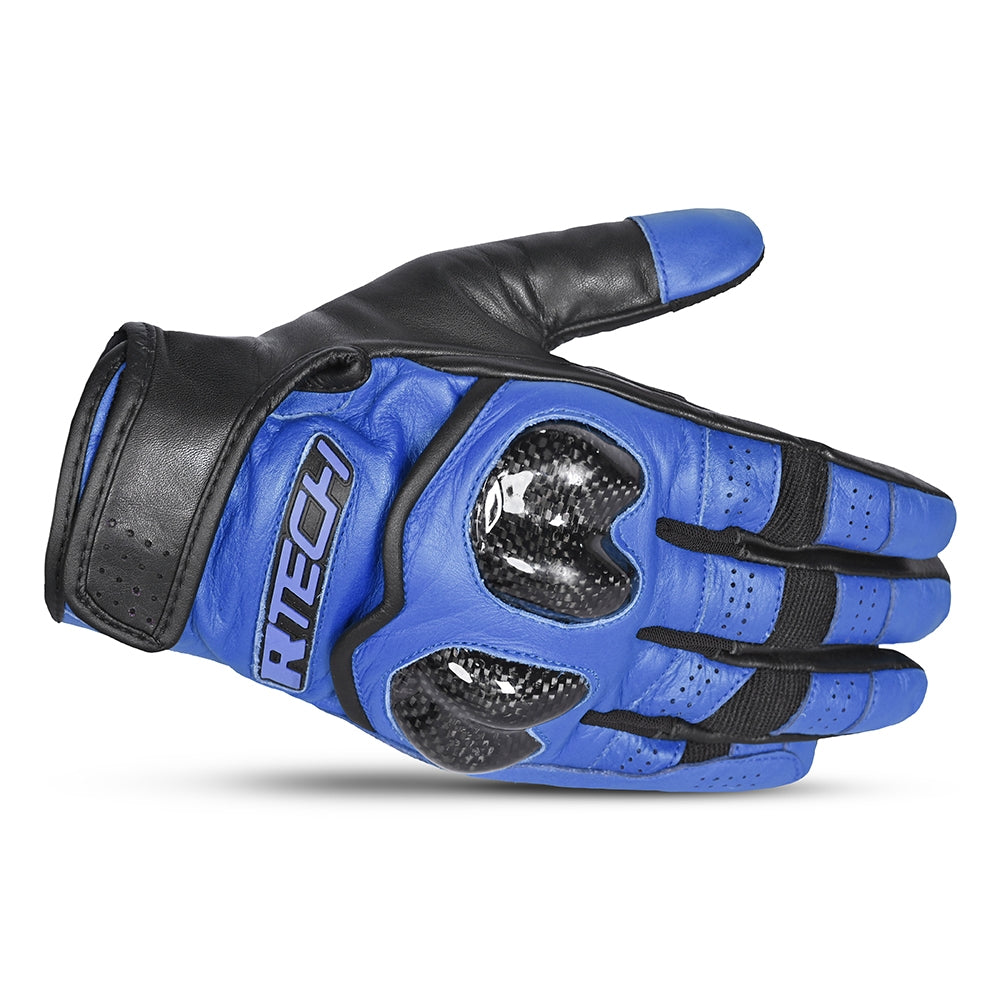 R-TECH - Guante Piel Falcon Summer Negro/Azul - SECURTEX MOTOR S.L (t/a MaximoMoto)