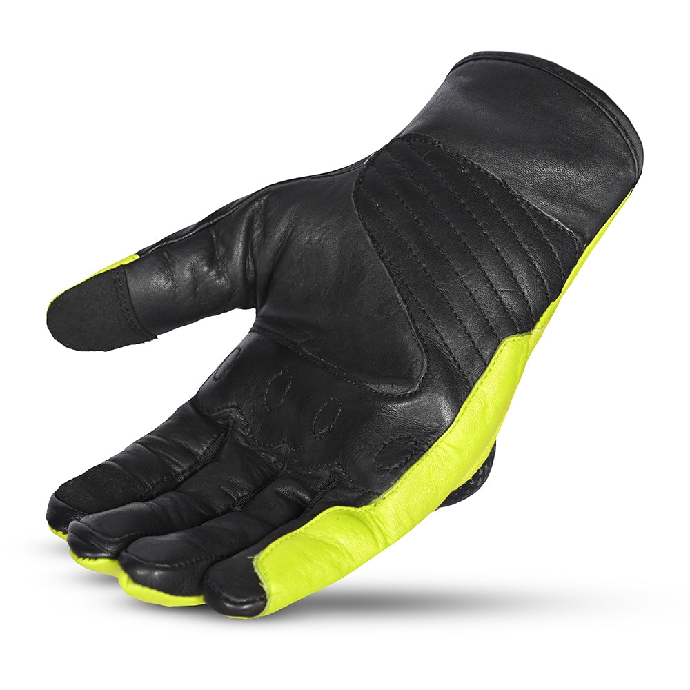 R-TECH - Guante Piel Falcon Summer Negro/Amarillo Fluor - SECURTEX MOTOR S.L (t/a MaximoMoto)