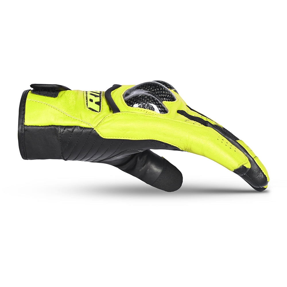 R-TECH - Guante Piel Falcon Summer Negro/Amarillo Fluor - SECURTEX MOTOR S.L (t/a MaximoMoto)