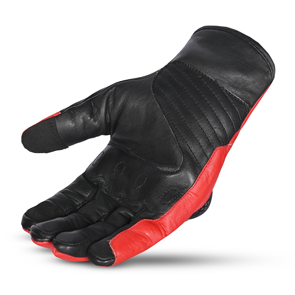 R-TECH - Guante Piel Falcon Summer Negro/Rojo - SECURTEX MOTOR S.L (t/a MaximoMoto)