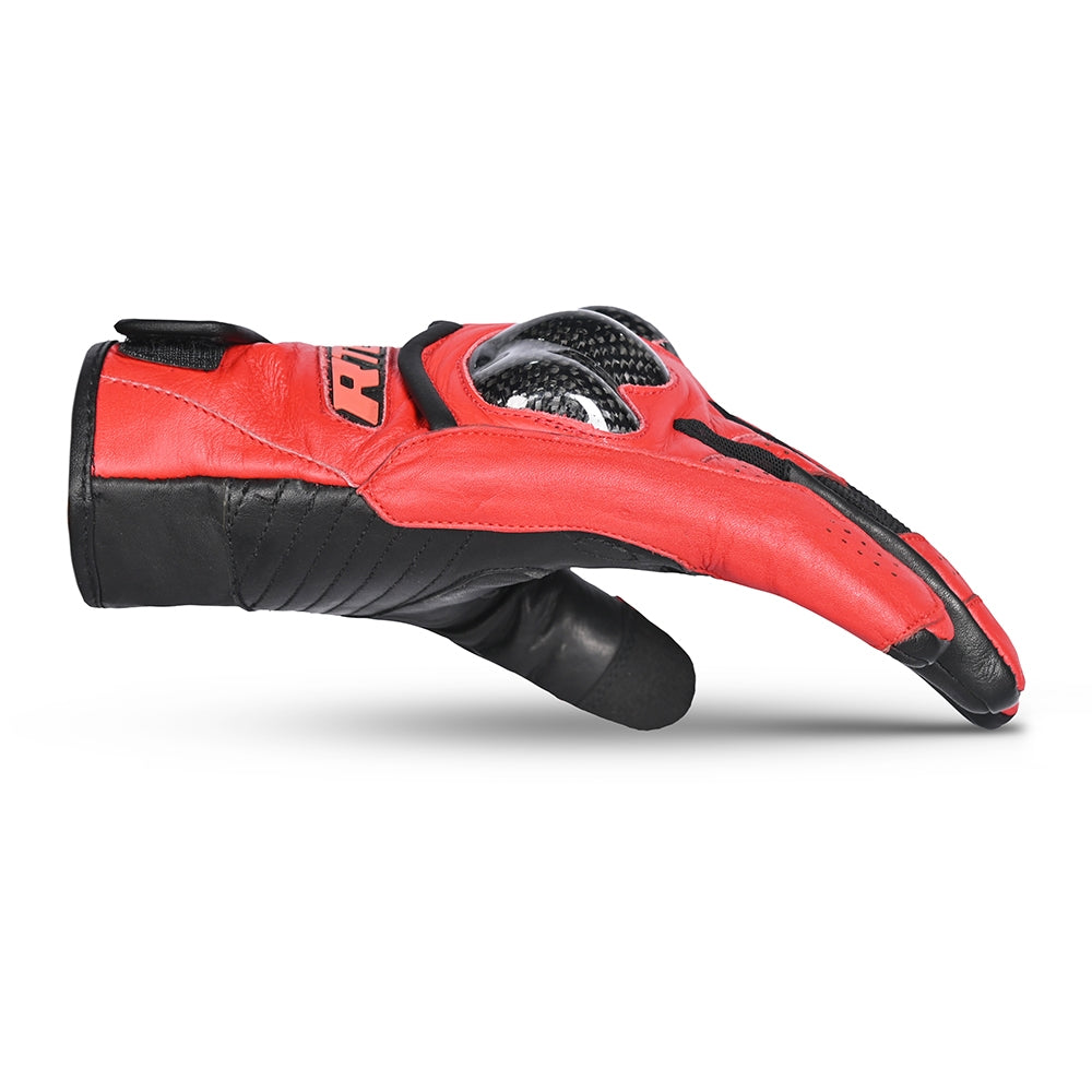 R-TECH - Guante Piel Falcon Summer Negro/Rojo - SECURTEX MOTOR S.L (t/a MaximoMoto)