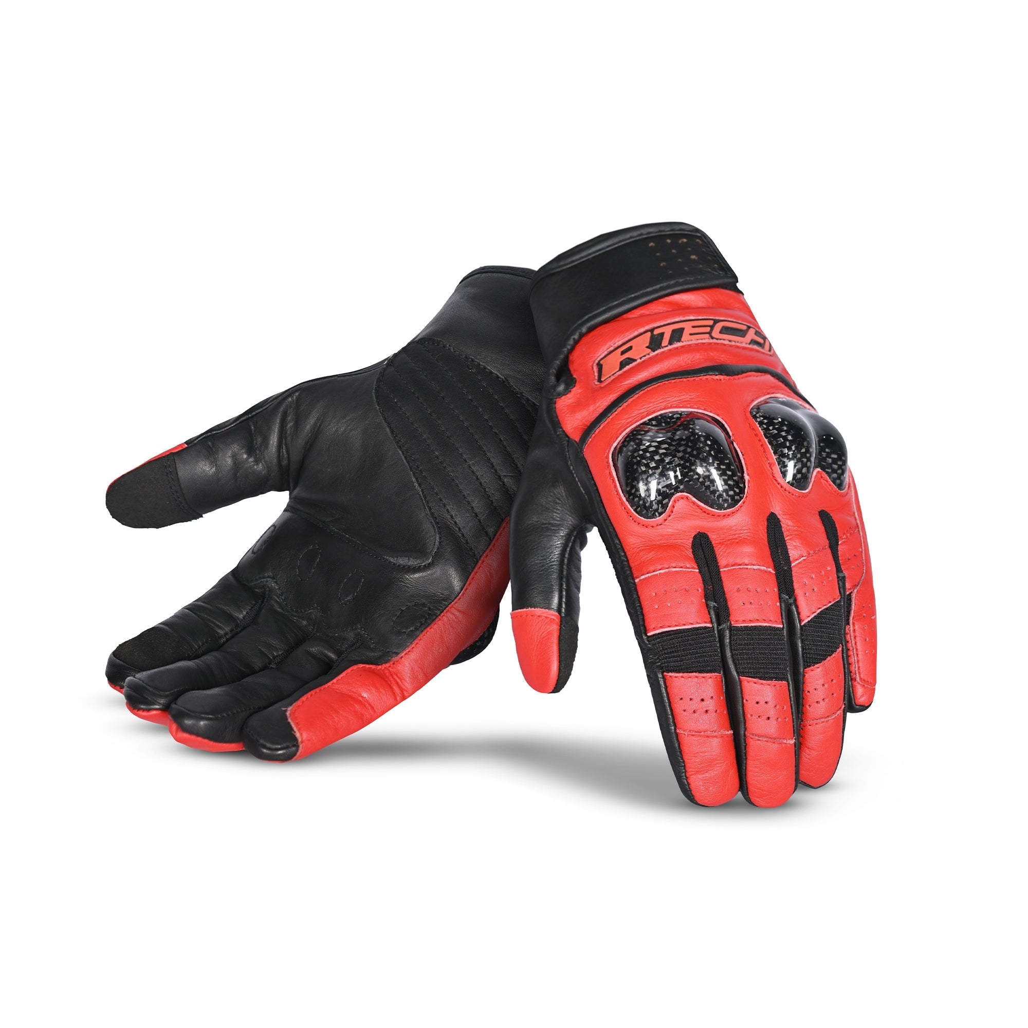 R-TECH - Guante Piel Falcon Summer Negro/Rojo - SECURTEX MOTOR S.L (t/a MaximoMoto)