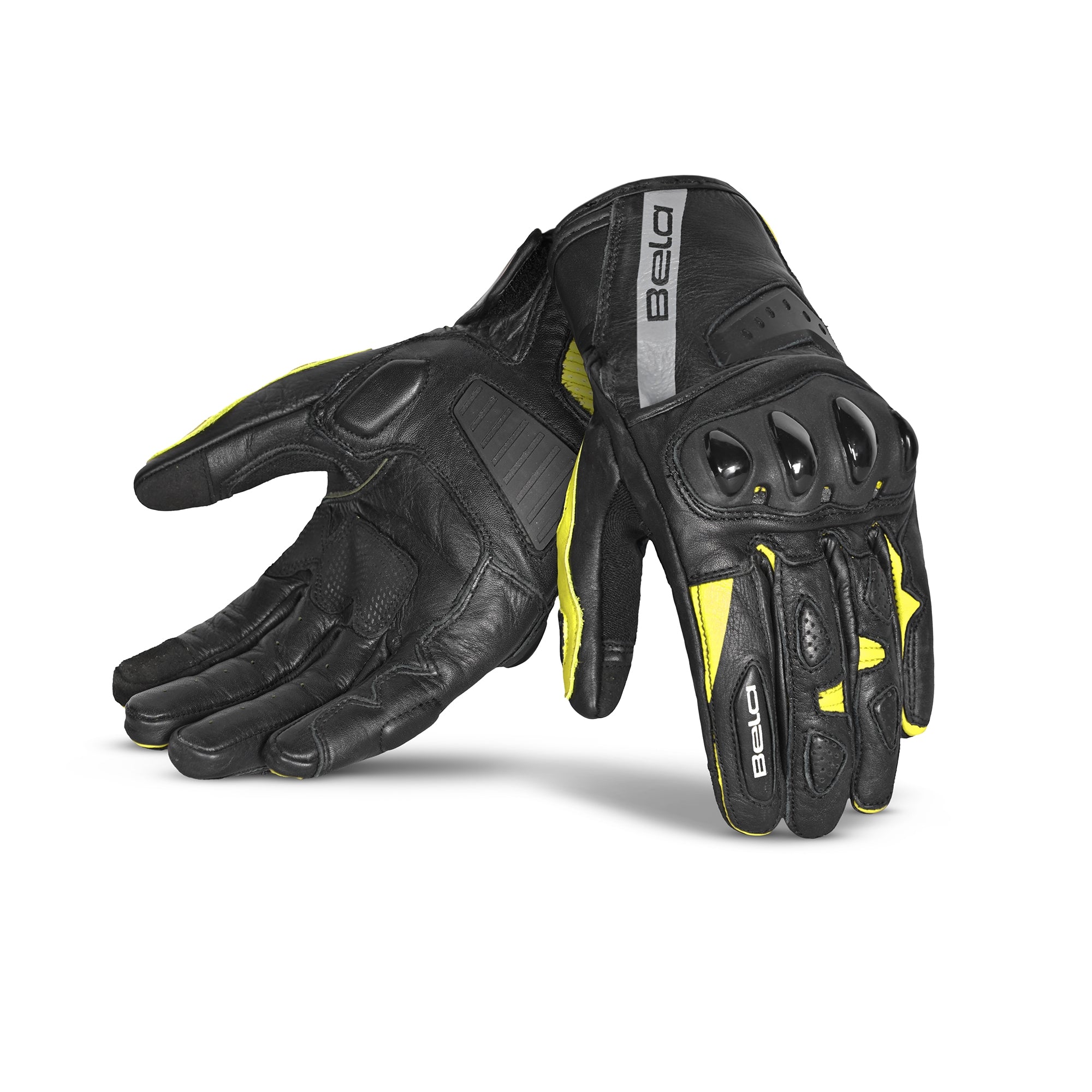 BELA - Guante Piel Blast Man Negro/Amarillo Fluor - SECURTEX MOTOR S.L (t/a MaximoMoto)