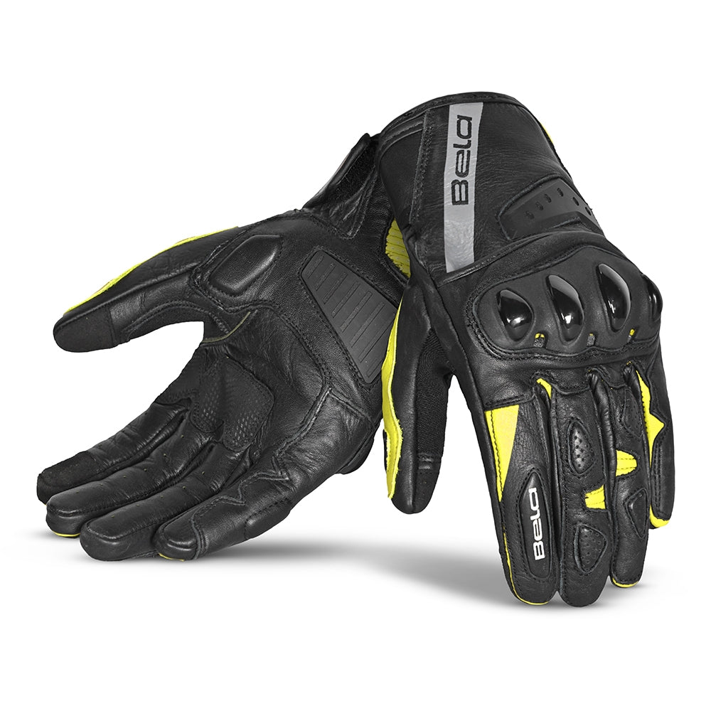 BELA - Guante Piel Blast Man Negro/Amarillo Fluor - SECURTEX MOTOR S.L (t/a MaximoMoto)