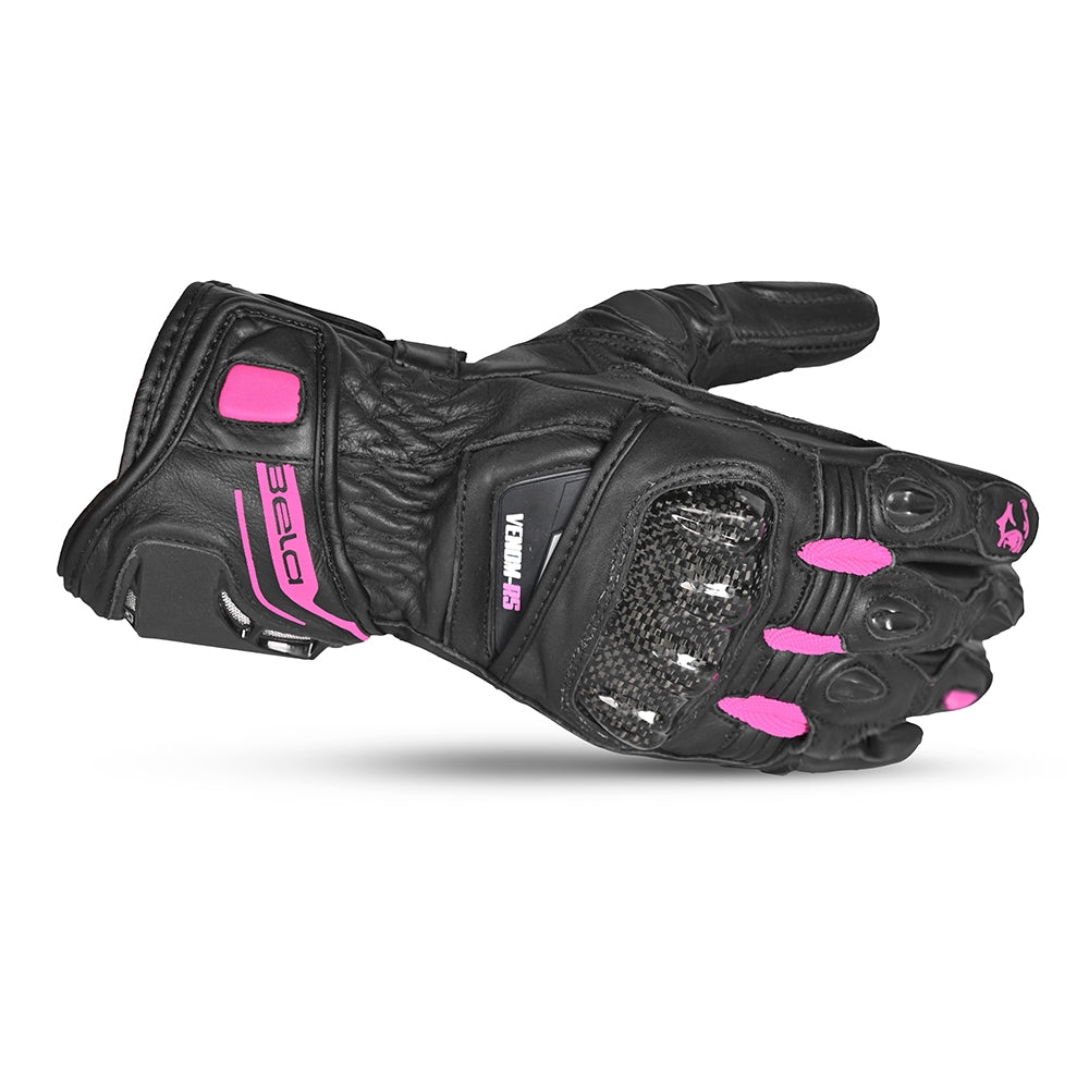 BELA - Guante Piel Venom RS Racing Lady Negro/Rosa - SECURTEX MOTOR S.L (t/a MaximoMoto)