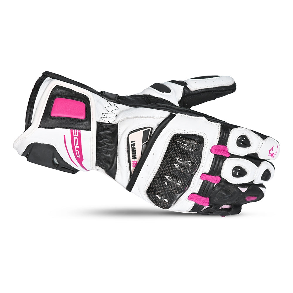 BELA - Guante Piel Venom RS Racing Lady Blanco/Negro/Rosa - SECURTEX MOTOR S.L (t/a MaximoMoto)