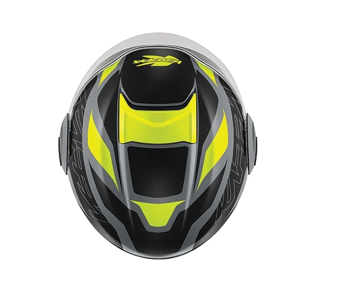 KAPPA KV37 EVO Motocicleta Cara Abierta Casco Gris Negro Mate Amarillo - CASCO