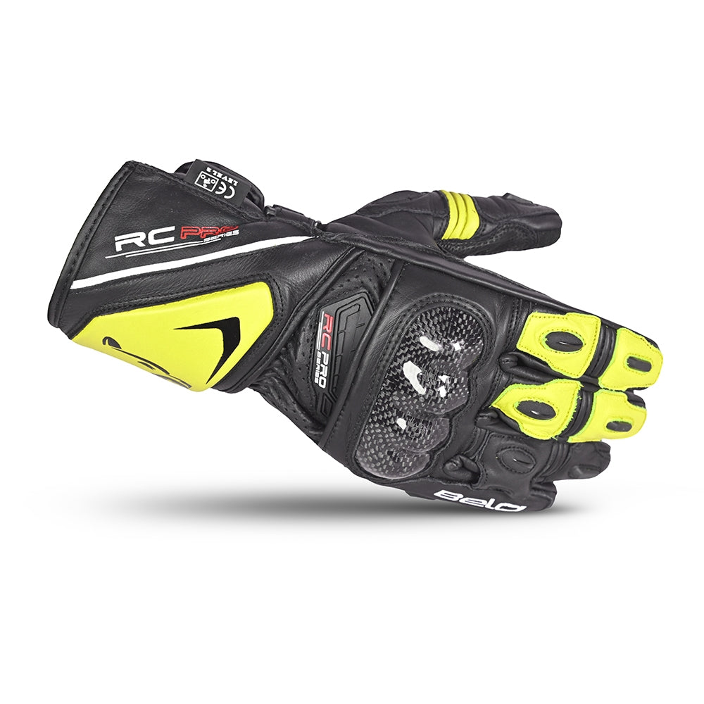 BELA - Guante Piel Rocket Long Negro/Amarillo Fluor - SECURTEX MOTOR S.L (t/a MaximoMoto)