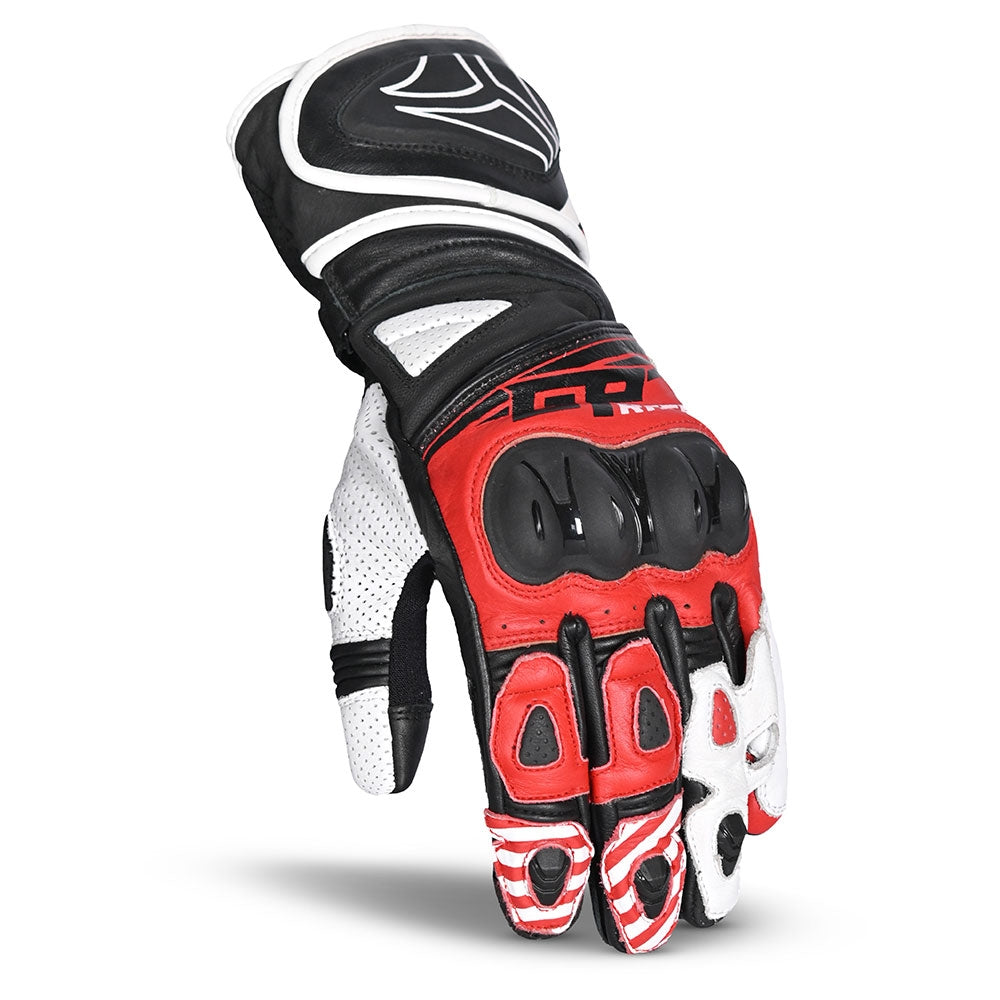 R-TECH -Guantes Piel GP Racing Negro/Rojo - GUANTES