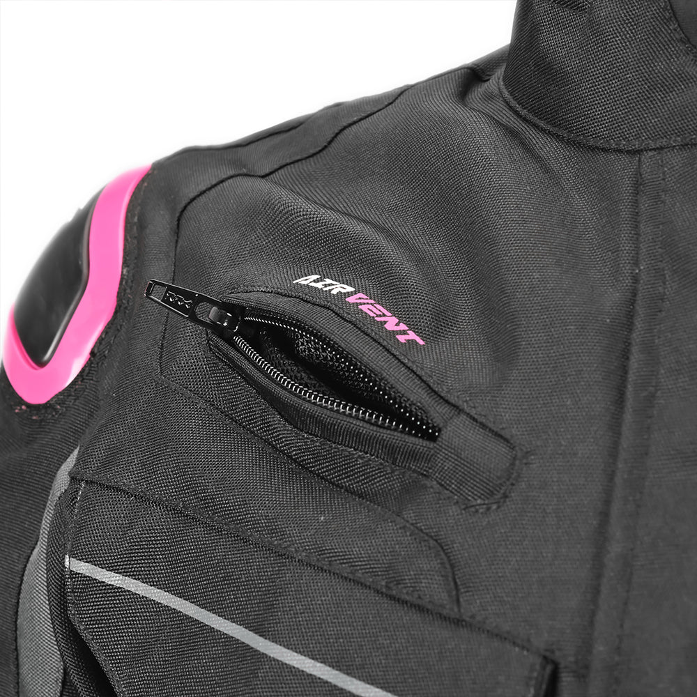 R-TECH Chaqueta Textil Knight Rider (Long) Negro/Fuschia) - SECURTEX MOTOR S.L (t/a MaximoMoto)