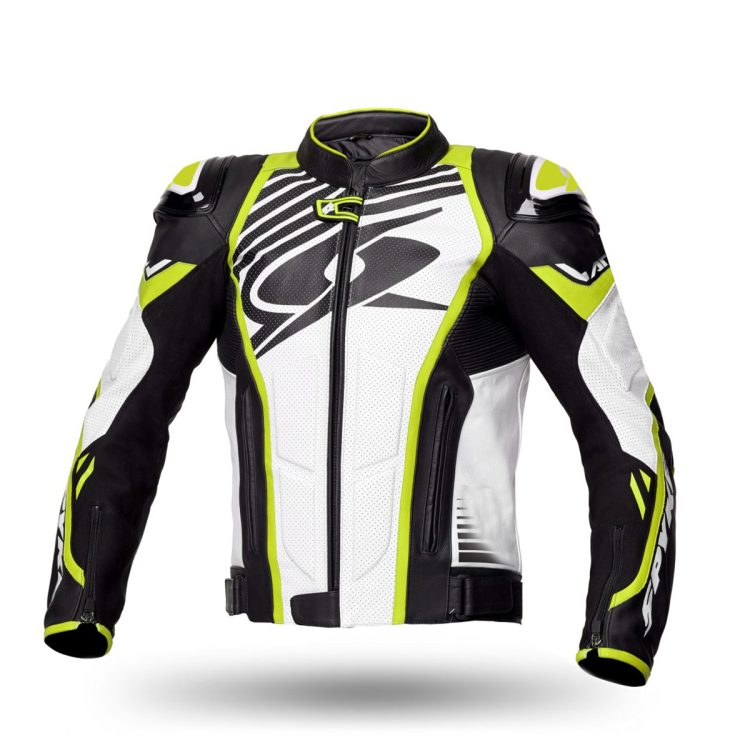 SPYKE - ARAGON EVO LEATHER JACKET BLACK/FLUOYELLOW