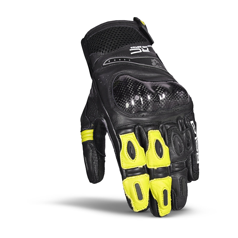 BELA - Guante Piel Rocket Short Negro/Amarillo Fluor - SECURTEX MOTOR S.L (t/a MaximoMoto)