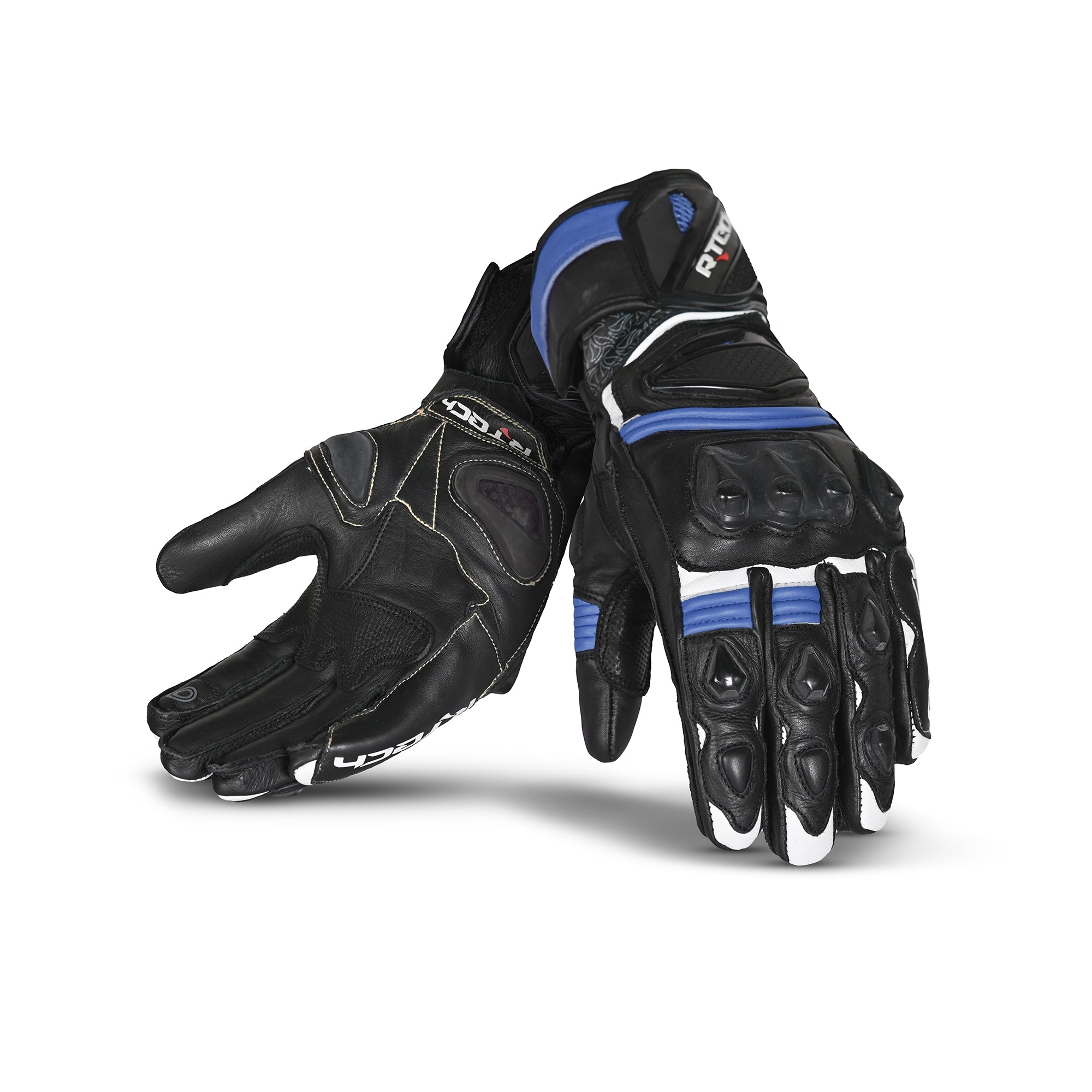 R-TECH - Guante Piel Robo Man Negro/Azul