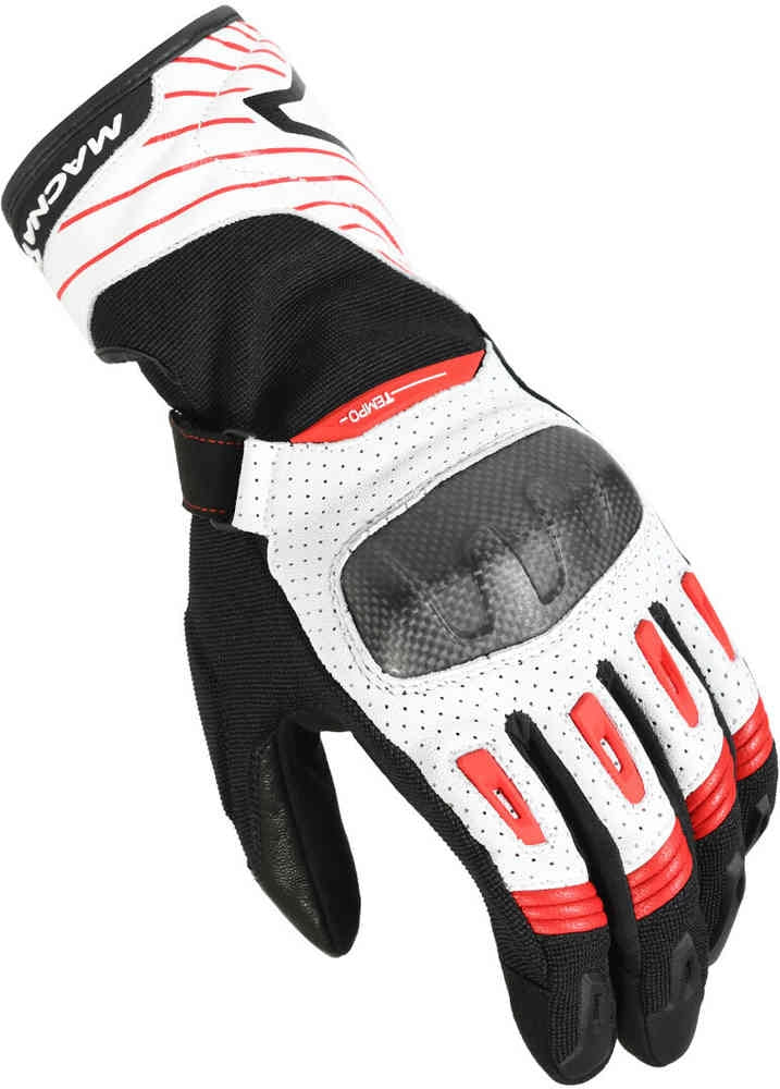 MACNA TEMPO HOMBRES GUANTES MOTO PERFORADO NEGRO BLANCO ROJO - GUANTES
